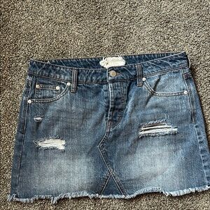 Altar’d State Denim Distressed Mini Skirt